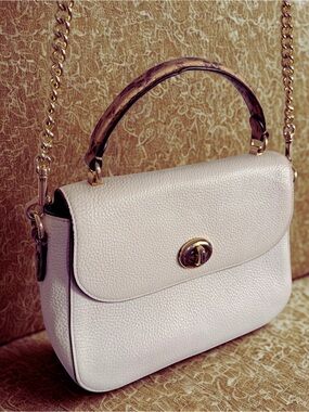 Coach White Leather Shoulder Bag with Gold Hardware